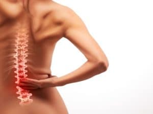 Woman back pain.